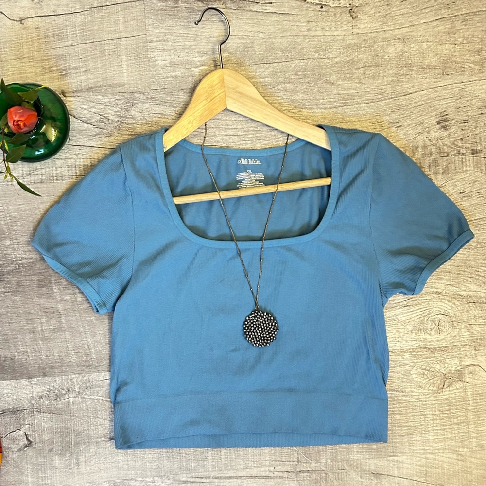 wild fable Dusty Blue Scoop-Neck Crop Top